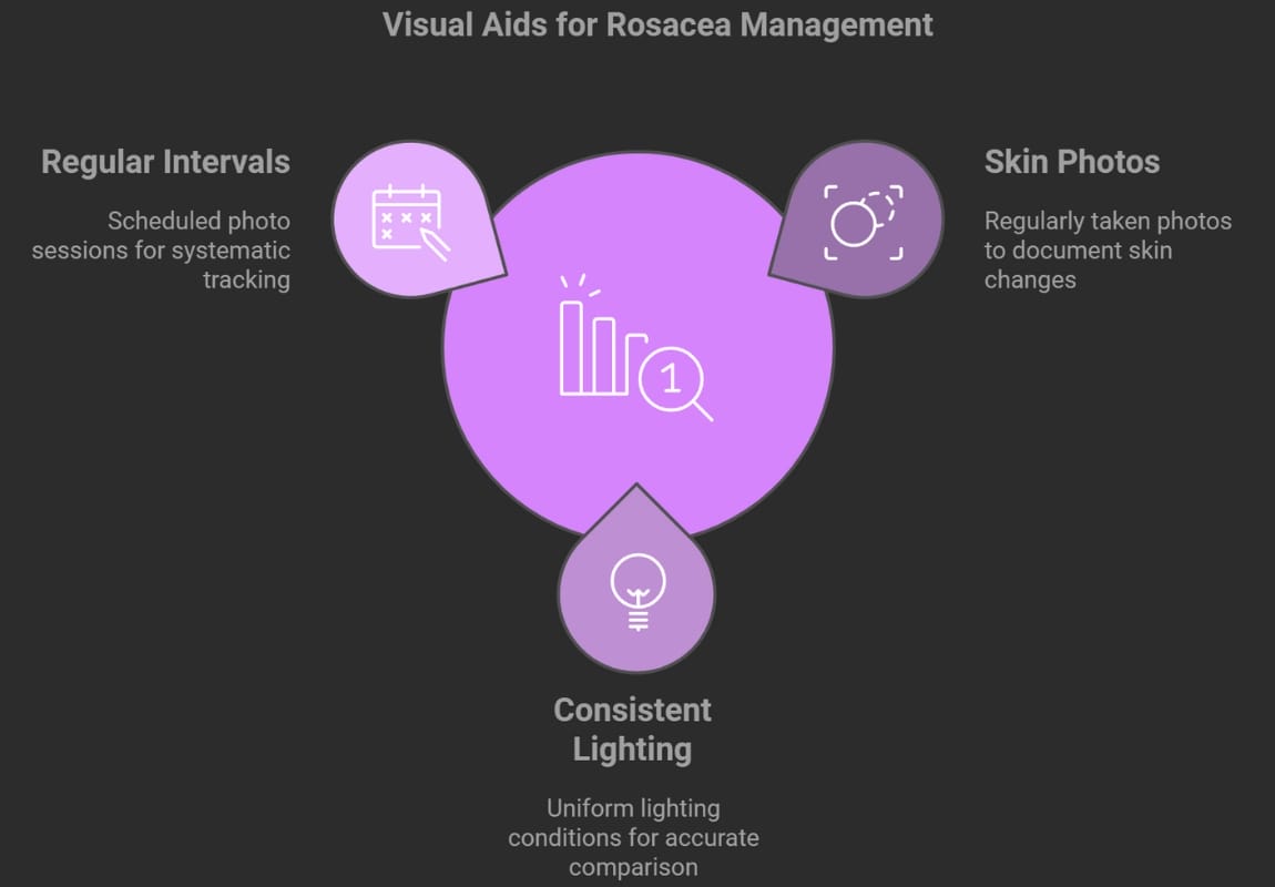 graphic showing visual aids for rosacea management